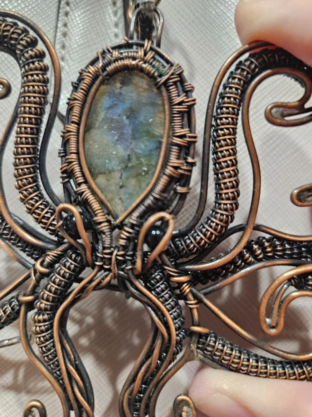 Hand-crafted Labradorite Octopus Charm/Pendant